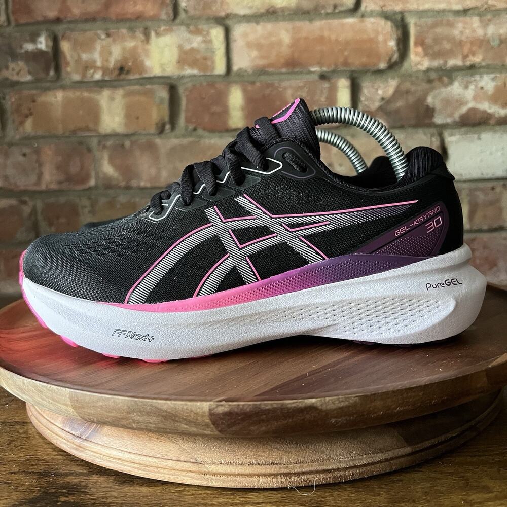 Asics Gel-Kayano 30 Stabiblity Max Cushion Womens 6 W Black Pink Running Shoes